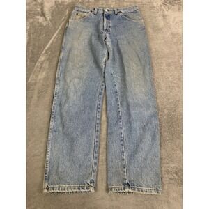 Vintage Wrangler Straight Leg Jeans Men's Size 32x30 Blue Western Made In USA